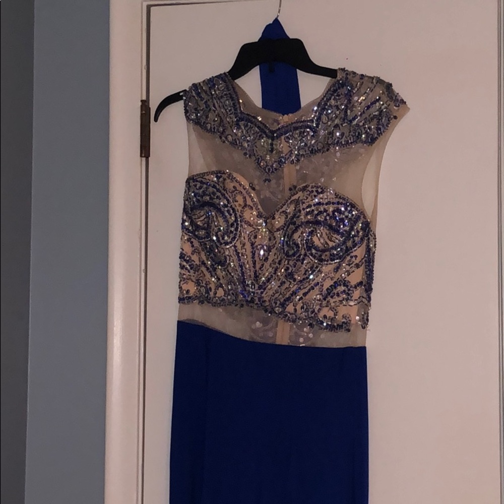 Royal Blue Rhinestone Prom Dress